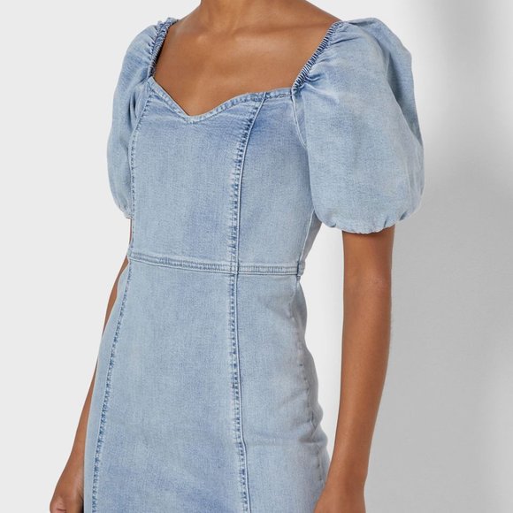 [NWT] River Island Puff Sleeve Denim Dress - Picture 2 of 10